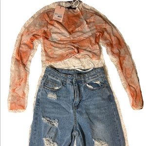 Miss guided see through crop top. Long sleeve XS.